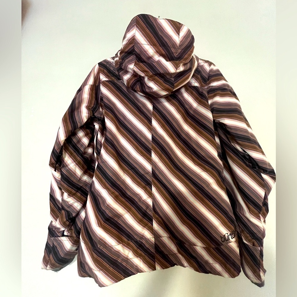 Burton brown and white striped snowboarding jacket
